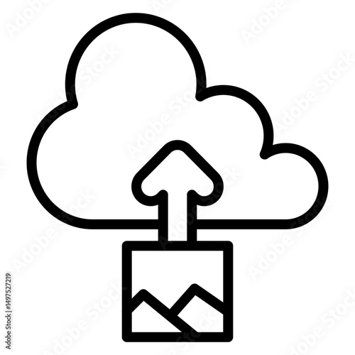 Image Upload Vector Line Icon Design