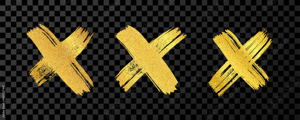 Obraz premium Gold brush cross symbol