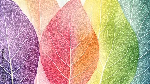 Vibrant Rainbow Colored Leaf Veins Texture Background