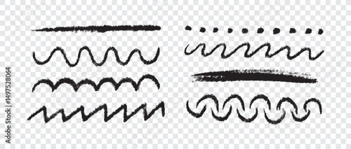 Set of hand painted chalk brushes, brush strokes and ornaments