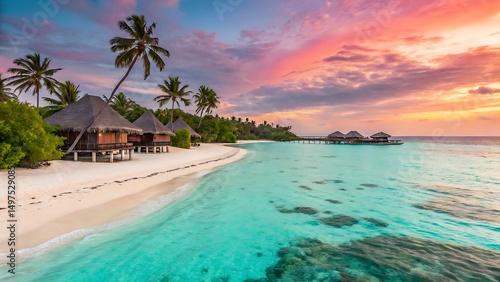Fototapeta Naklejka Na Ścianę i Meble -  Crystal-Clear Turquoise Water and White Sand Beach