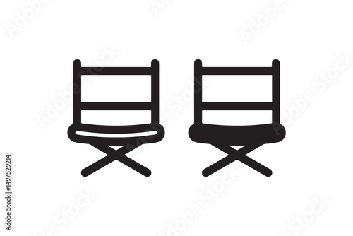 Black and white icon of barrier gates with chains for security illustration.