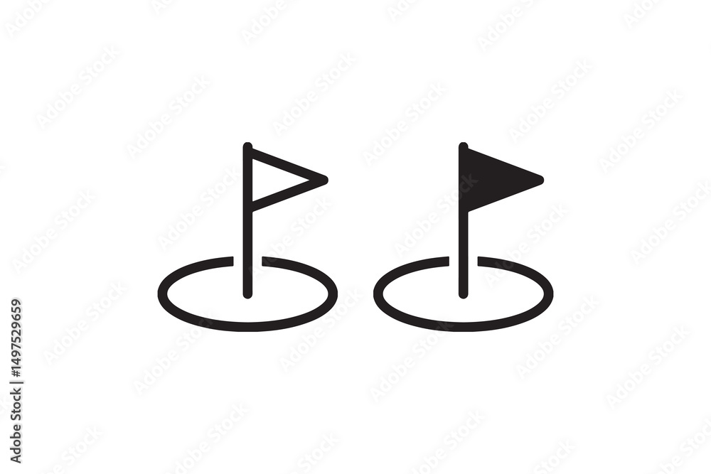 Minimalist black and white flag icons on white background.