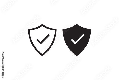 Comparison of two shields with check and x marks in black and white.