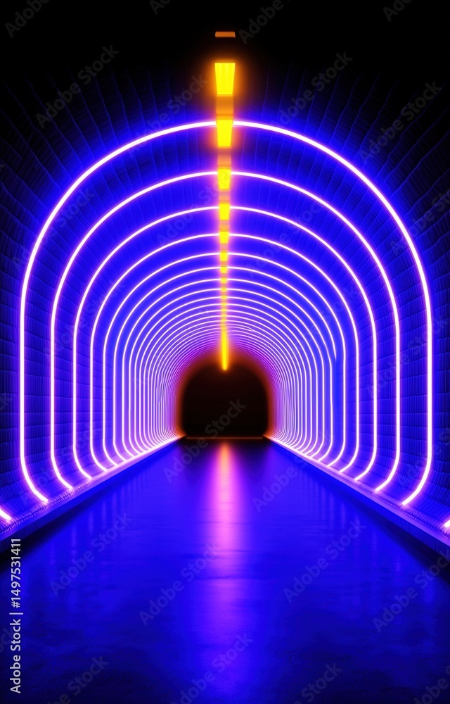 Fototapeta premium Abstract glowing blue tunnel 