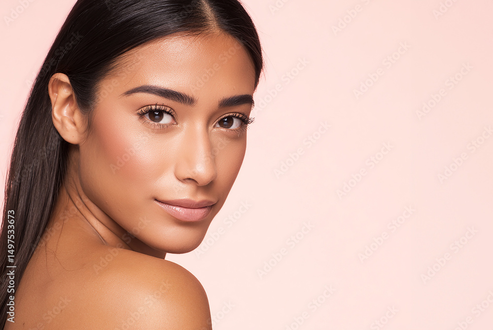 Naklejka premium Radiant Beauty: Stunning Model with Flawless Features