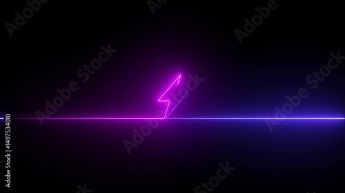 Wallpaper Mural Neon glowing battery charging icon animation. Abstract neon bolt icon with circle on black background Glowing neon battery icon. Torontodigital.ca