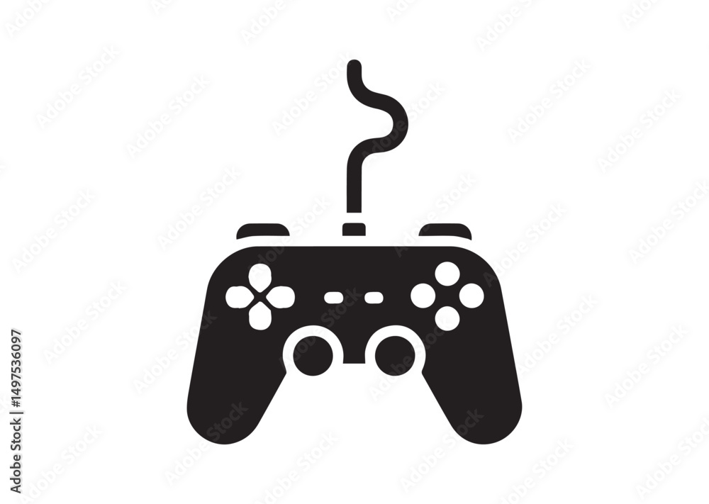 Gamepad Icon, Gamepad Silhouette Black Vector White Background Gamepad Icon, Gamepad Silhouette Black Vector White Background