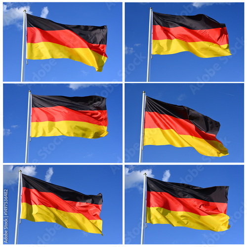 closeup of the national flag of Germany fluttering in the wind on a sunny day