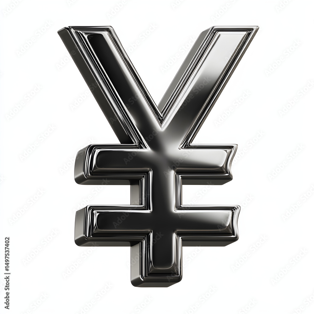 Obraz premium 3D Japanese Yen currency symbol in cartoon plastic style, clean and minimal design isolated on transparent background, perfect for finance graphics, UI icons or mobile apps.