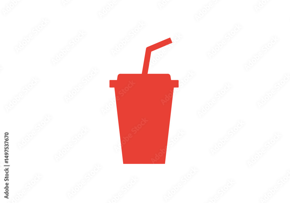 Minimalist Red Food Icon Collection – White Background Minimalist Red Food Icon Collection – White Background