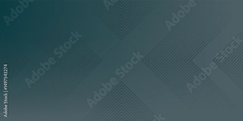 Black abstract long banner. Minimal gradient background with 3D arrows and copy space for text. Social media cover template. Raster illustration