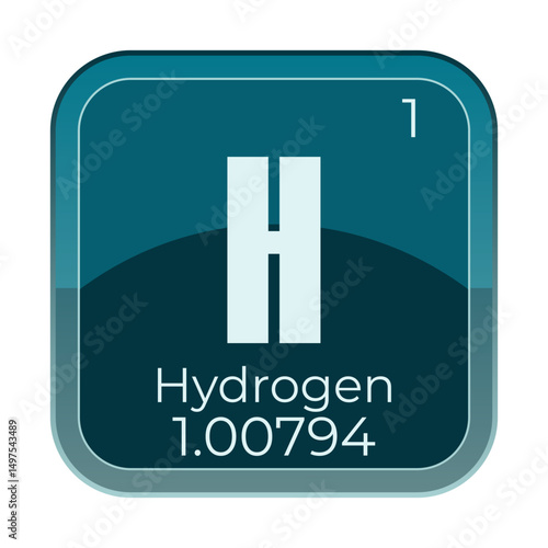 Hydrogen 1 Vector periodic symbol  Chemistry box Science and education vector illustration