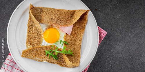 Photos Galette sarrasin fried egg in crepe Breton galette galette complete fresh delici
