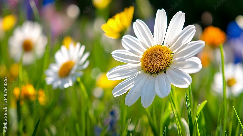 Fototapeta premium Daisy in a Field of Flowers