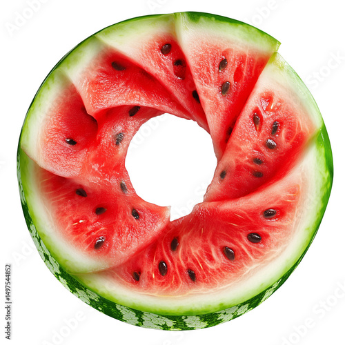 Beautiful juicy watermelon stylish slice on transparent background