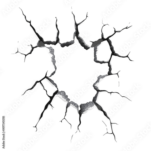 Crack Vein without shadow cutout isolate on transparent background