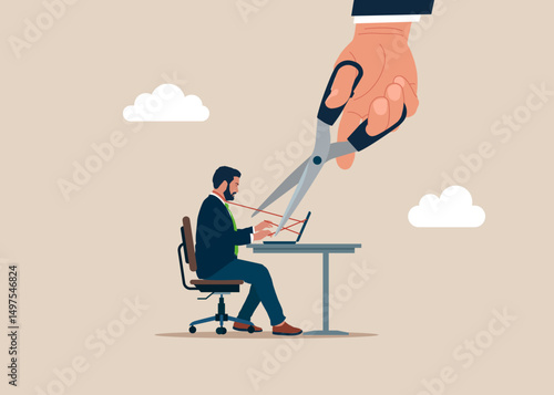 Online addiction or workaholic. Internet addiction. Trap or challenge. Social media addiction. Employer domination exploitation. Unhealthy toxic relationships. Flat vector illustration