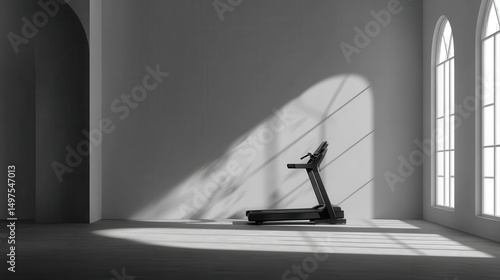 Modern treadmill interior scene