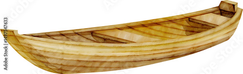 Canvas Print Watercolor illustration of a wooden rowboat on transparent background