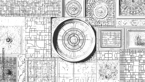 architectural plan of the house old grunge vector texture. transparent background 