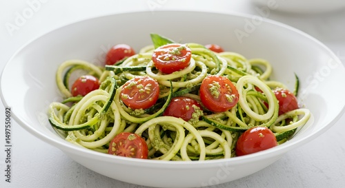 Wallpaper Mural Zucchini Noodle With Tomato and Pesto Torontodigital.ca