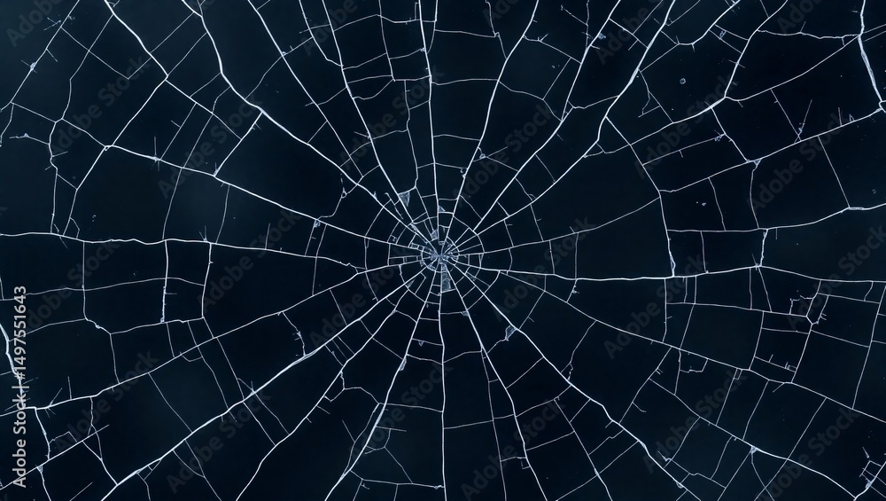 Obraz premium Radial crack pattern dark background broken glass