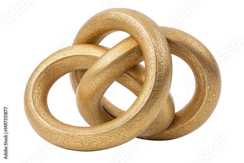 Decorative Gold Loops Art Piece in Abstract Style on Transparent Background  , AI Generated