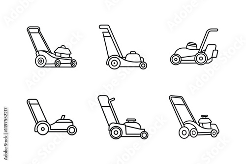 lawn mower icon line art vector illustration