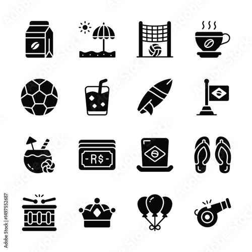 Check out handy collection of brazil tradition glyph style icons