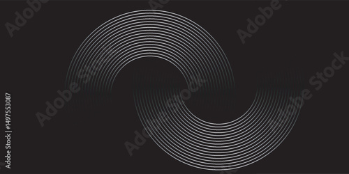 Circular spiral sound wave rhythm from lines.vector
