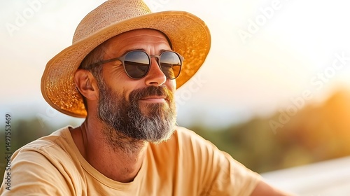 Relaxed man enjoying a sunny day outdoors