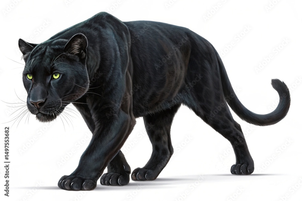 Fototapeta premium Majestic black panther a striking digital painting of a powerful feline