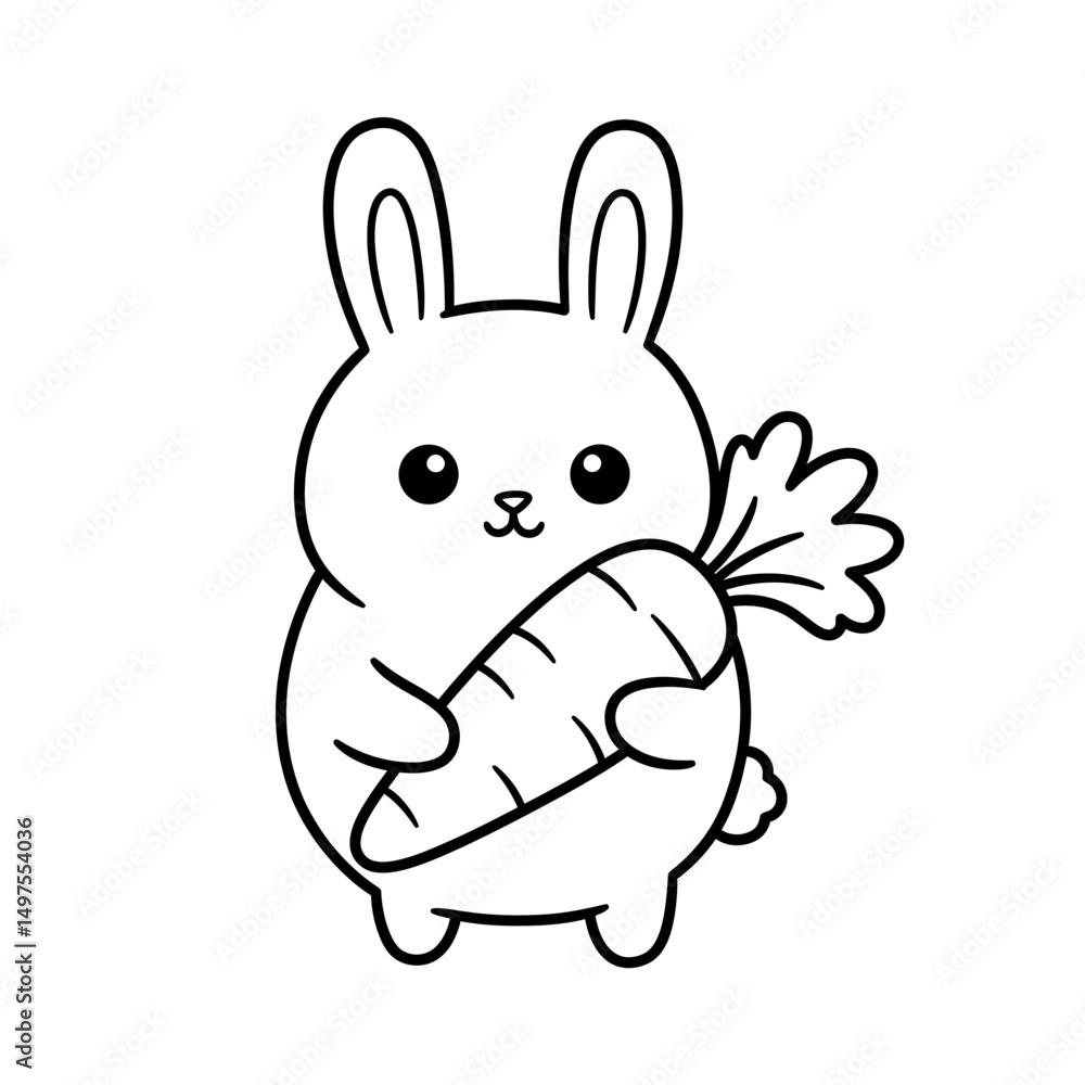 Fototapeta premium Kawaii Toddler Coloring Page Minimalist Black and White Line Arts