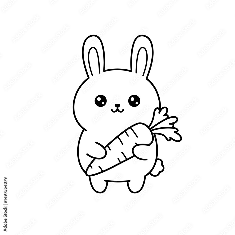 Obraz premium Kawaii Toddler Coloring Page Minimalist Black and White Line Arts
