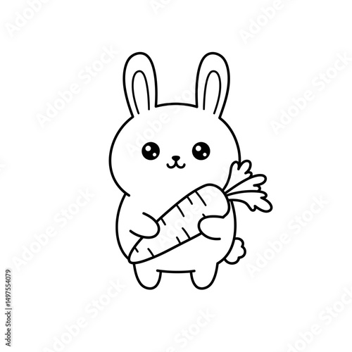 Kawaii Toddler Coloring Page Minimalist Black and White Line Arts