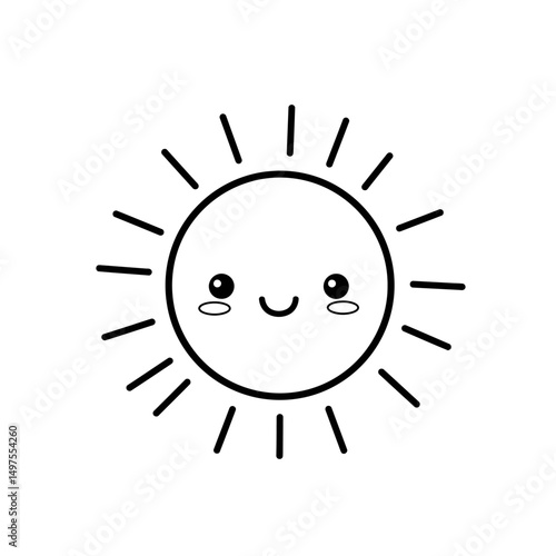 Kawaii Toddler Coloring Page Minimalist Black and White Line Arts