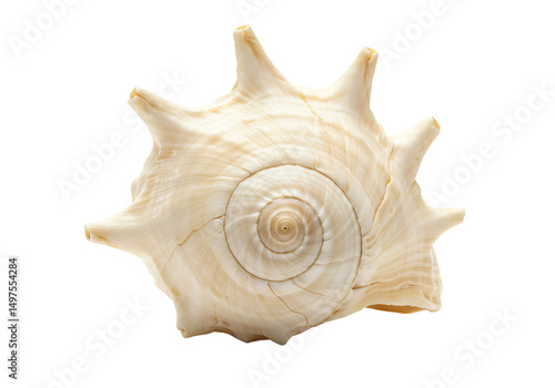 Cream colored sea shell isolated on transparent background