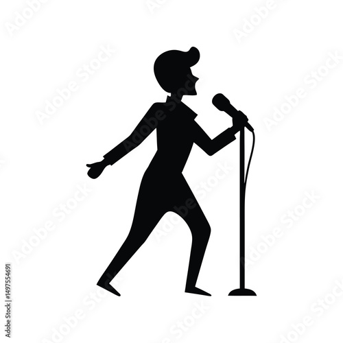 silhouette of a young woman with a microphone