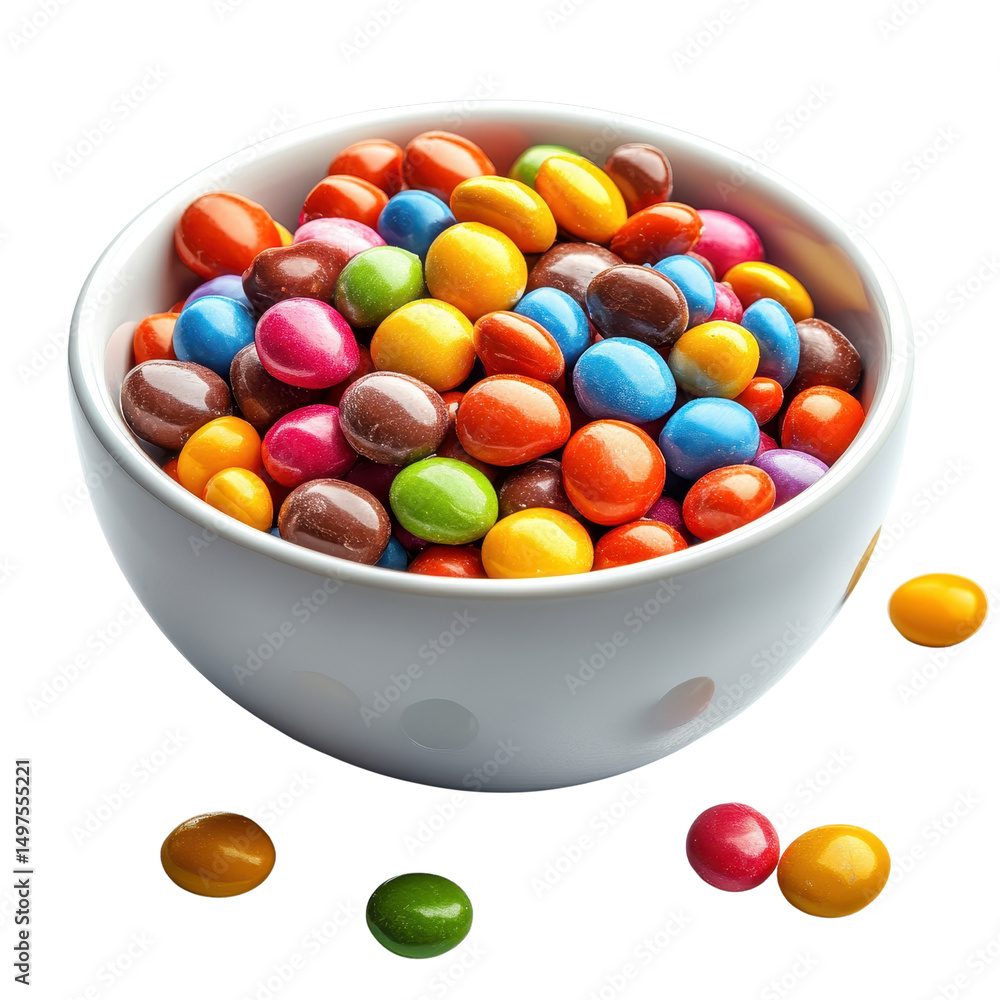 bowl with colorful candy coated chocolates isolated on transparent background bowl with colorful candy coated chocolates isolated on transparent background