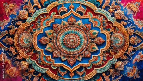 Intricate mandala artwork showcasing vibrant colors and detailed designs in an artistic display