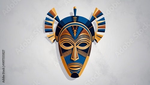 Colorful African tribal mask displayed against a textured background in an artistic interpretation highlighting cultural significance