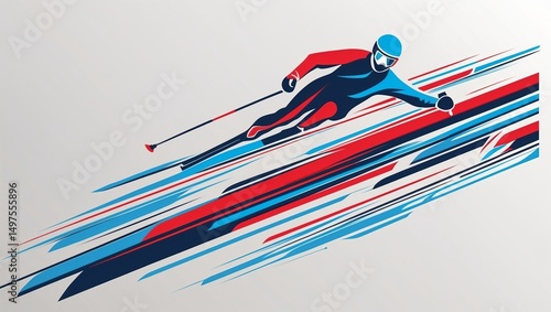 Ski racer glides down the slope with speed and grace during a thrilling winter competition