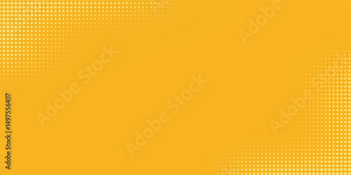 Yellow orange halftone pattern. Retro comic gradient background. Square pixilated dot cartoon texture. Pop art faded gradient pattern. Vector backdrop.