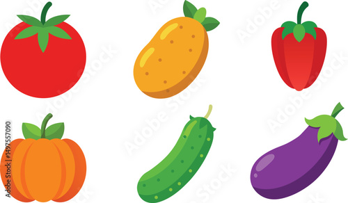 Wallpaper Mural  A vector set of fresh healthy vegetable food. Torontodigital.ca