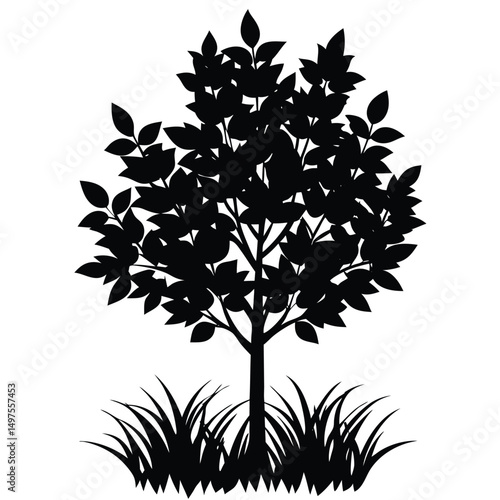 lush meadow with bush 3d art illustration