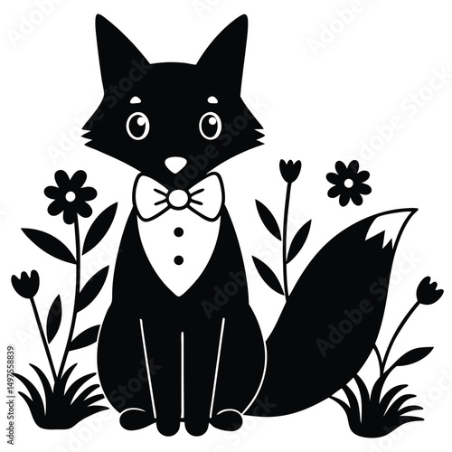 cartoon style black and white cute line sketch