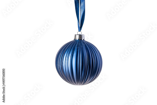 a blue ornament from a ribbon