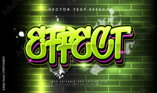 Green graffiti, editable text effect. Suitable for street art or graffiti concept.