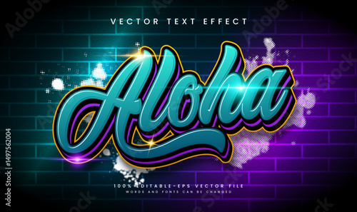 Aloha hype colorful, editable text effect. Suitable for street art or graffiti concept.